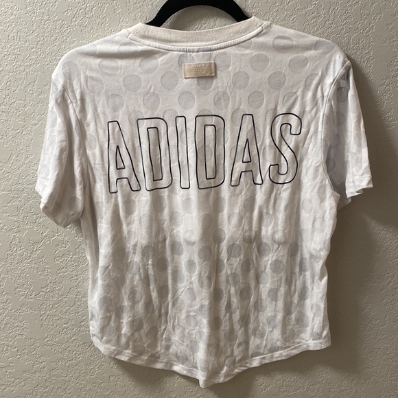 Adidas White Sheer Polka Dot Crop Top with Liner - Size Medium - Picture 2 of 5
